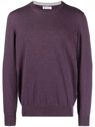 Shop Brunello Cucinelli Crew Neck Sweater In Pink & Purple