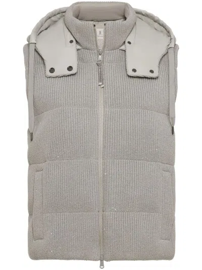 Shop Brunello Cucinelli Ribbed Vest In Grey