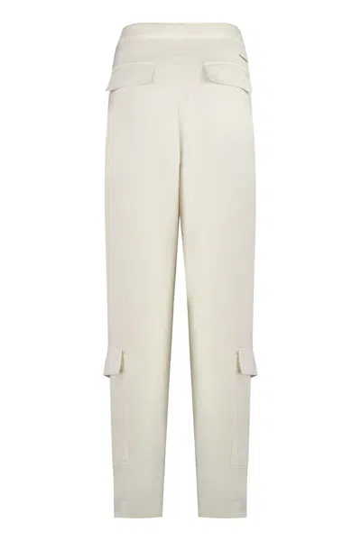 Shop Calvin Klein Silk Trousers In Ecru