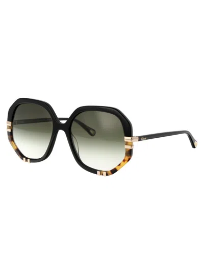 Shop Chloé Chloe Sunglasses In 002 Black Black Green