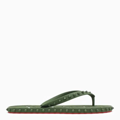 Shop Christian Louboutin Dark Super Loubi Flip-flops In Green