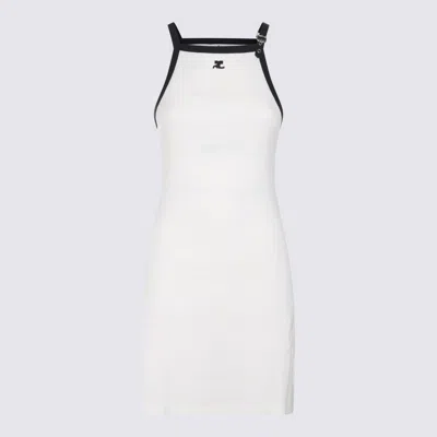 Shop Courrèges White And Black Cotton Dress In Heritage White/black