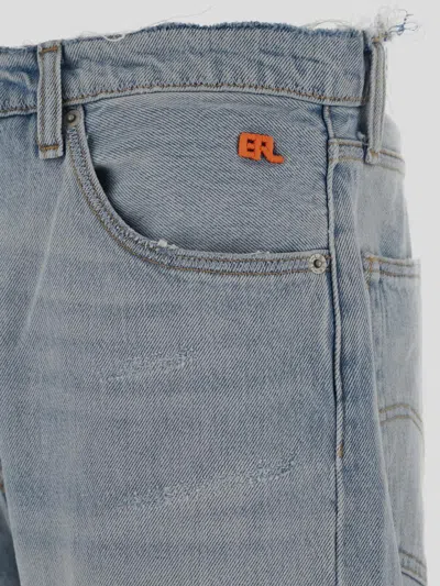 Shop Erl Side Splits Jeans In Blue