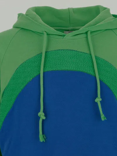 Shop Erl Terry Panels Hooded Sweatshirt
