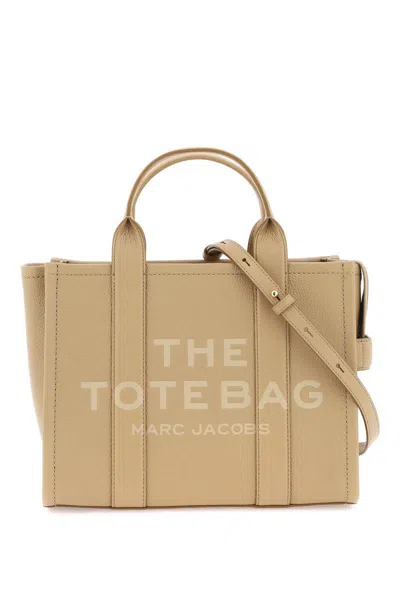 Shop Marc Jacobs The Leather Small Tote Bag In Beige