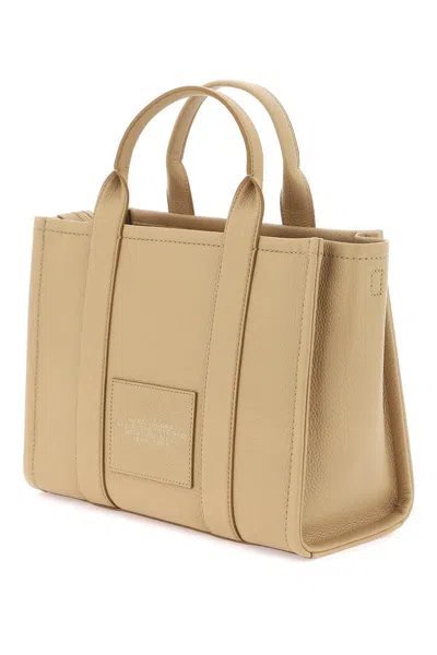 Shop Marc Jacobs The Leather Small Tote Bag In Beige