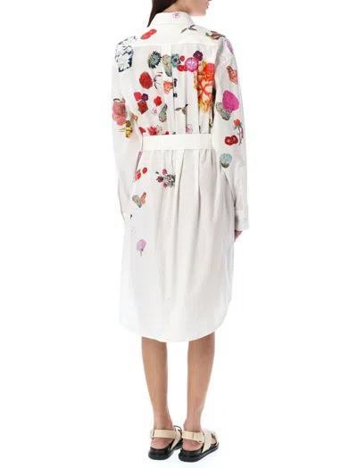 Shop Marni Flowers Shirt Dress In Lily White