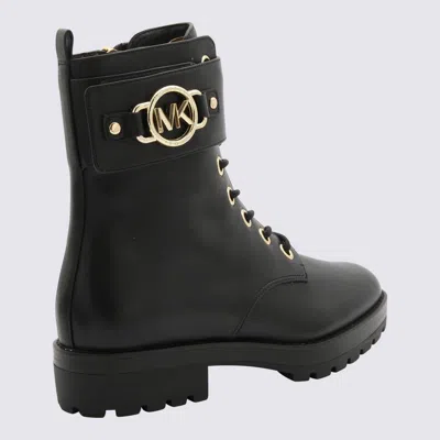 Shop Michael Kors Black Leather Rory Lace Up Boots