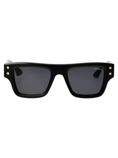 Shop Montblanc Sunglasses In 001 Black Black Smoke