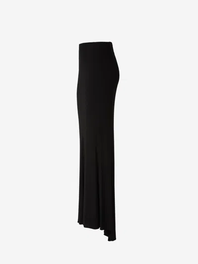 Shop Saint Laurent Knit Maxi Skirt In Black