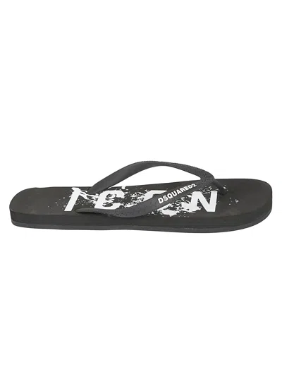Shop Dsquared2 Icon Long Thong Sandals In Black