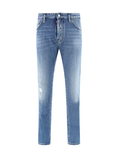 Shop Dsquared2 Straight-leg Distressed Jeans In Blu Denim