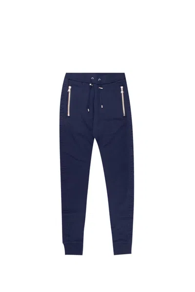 Shop Balmain Cotton Pants In Blue