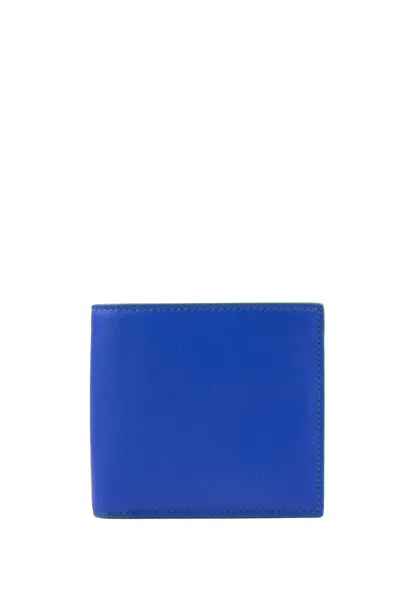 Shop Balmain Leather Wallet In Blue