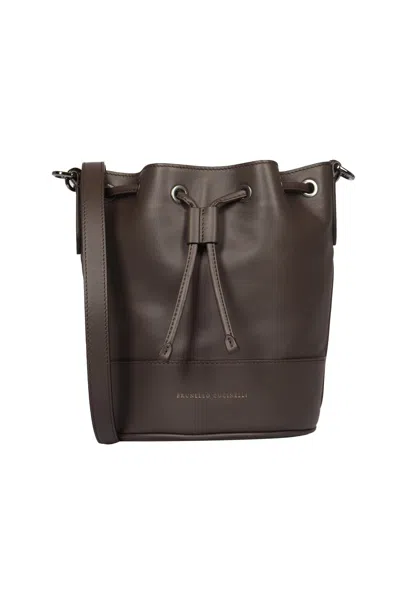 Shop Brunello Cucinelli Drawstring Backpack In Dark Brown