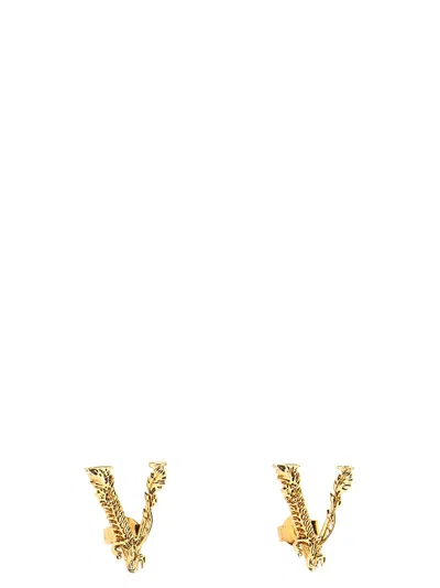 Shop Versace Virtus Earrings In Gold