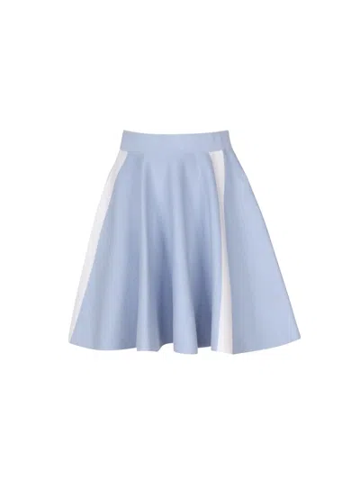 Shop Jw Anderson J.w. Anderson Flared Mini Skirt With Embroidery In Light Blue