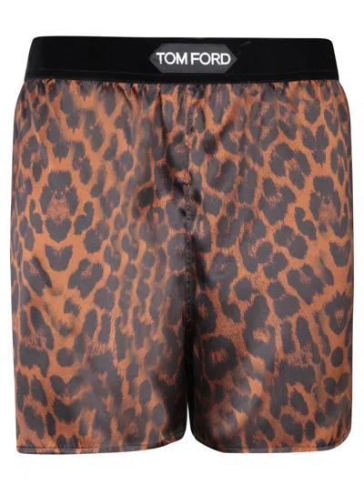 Shop Tom Ford Leopard Pajama Short In Multi
