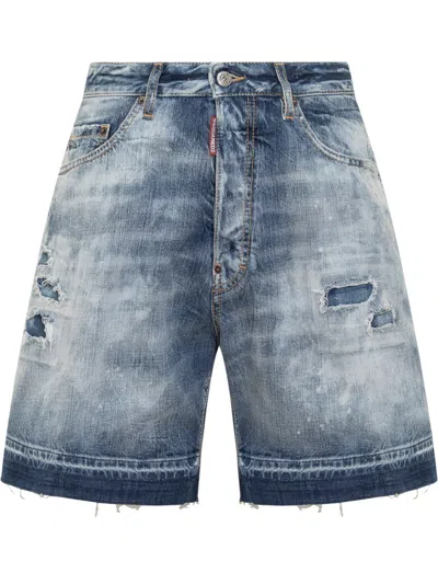 Shop Dsquared2 Ruined Boxer Shorts In Navy Blue