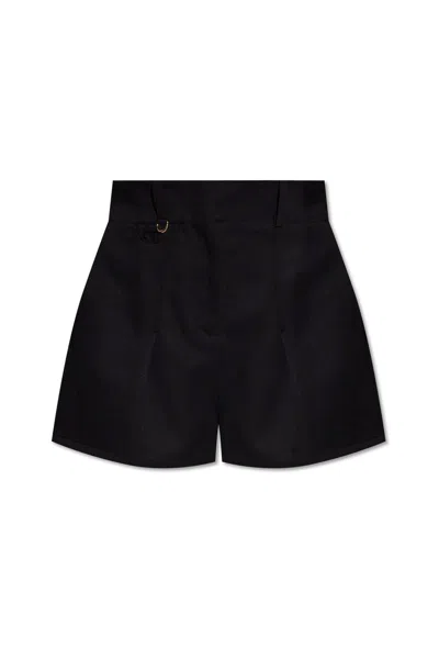 Shop Jacquemus High Waisted Shorts In Nero
