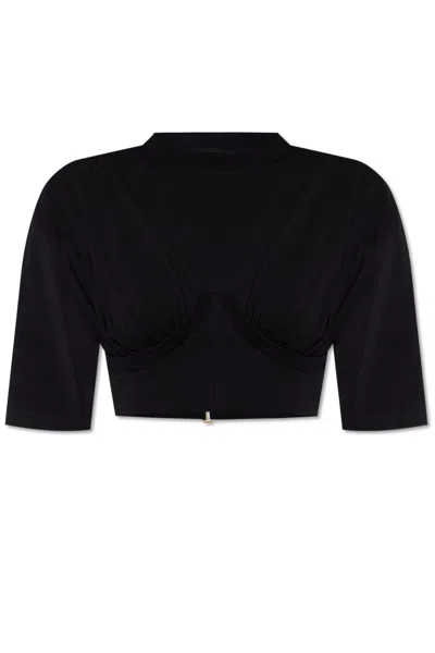 Shop Jacquemus Caraco Cropped T-shirt In Nero