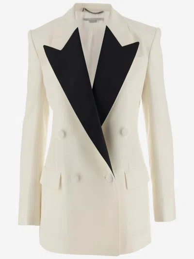 Shop Stella Mccartney Viscose Blend Double-breasted Jacket In Neutrals/black