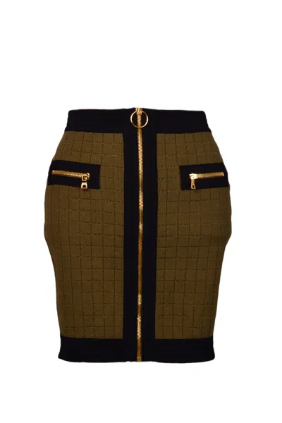 Shop Balmain Skirt In Verde