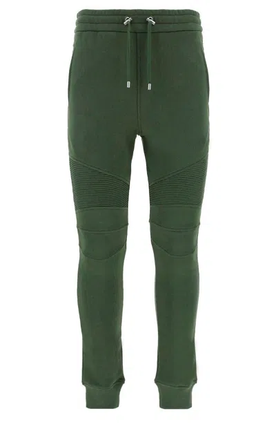 Shop Balmain Logo Printed Drawstring Jogger Pants In Verde