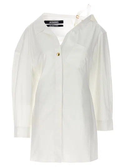 Shop Jacquemus La Mini Robe Chemise Dress In White