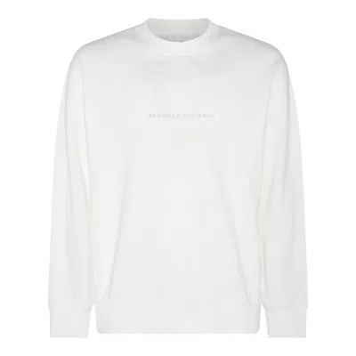 Shop Brunello Cucinelli Logo Embroidered Crewneck Sweatshirt In White