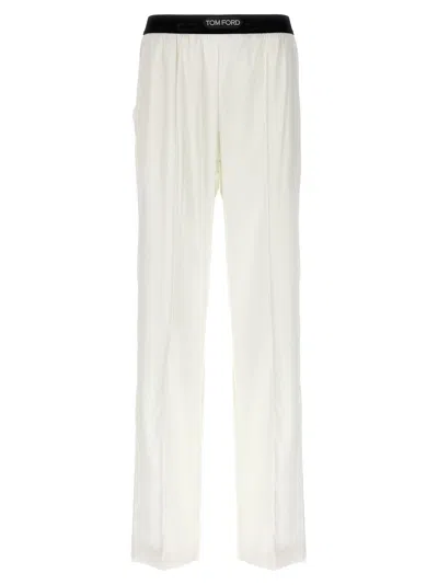 Shop Tom Ford Satin Pants In White