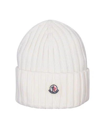 Shop Moncler Ivory Beanie In White