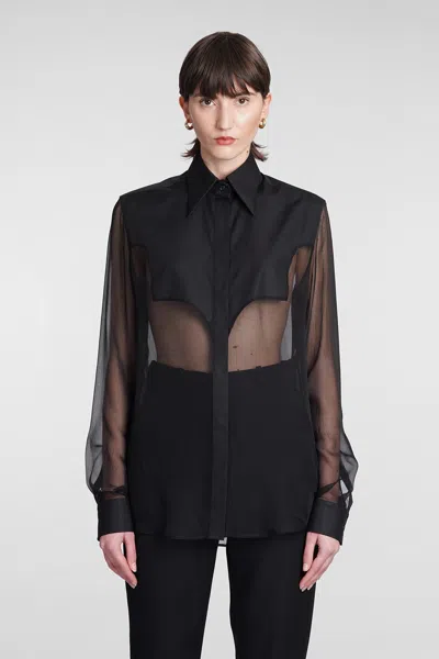 Shop Balmain Shirt In Black Silk