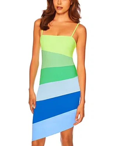 Shop Susana Monaco Color Blocked Asymmetric Dress In Oasis