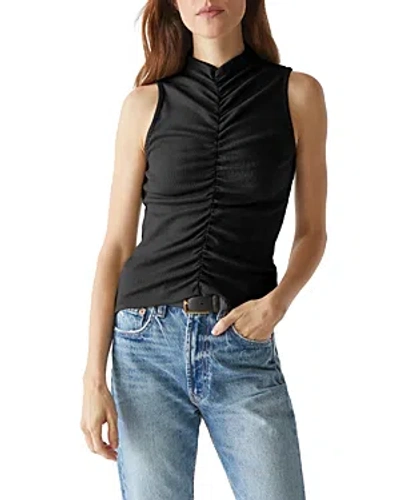 Shop Michael Stars Monet Ruched Tank Top In Black