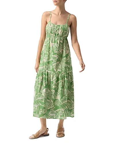 Shop Sanctuary Palm Tiered Midi Dress In Cool Palm