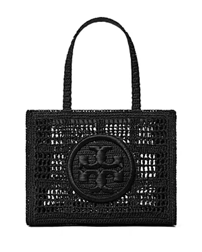 Tory Burch Black Small Hand-crochete Ella Tote Bag In Black