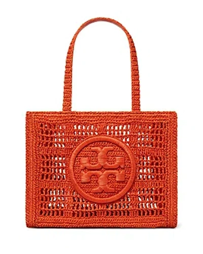 Shop Tory Burch Small Ella Crocheted Tote In Poppy Red
