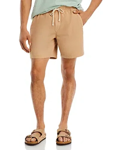 Shop Marine Layer Saturday Cotton Blend Regular Fit 6 Drawstring Shorts In Khaki