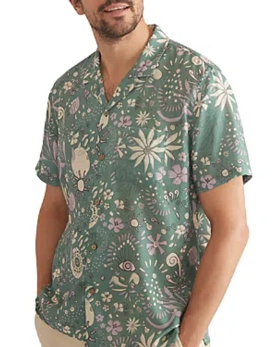 Shop Marine Layer Resort Short Sleeve Floral Shirt In Green Floral