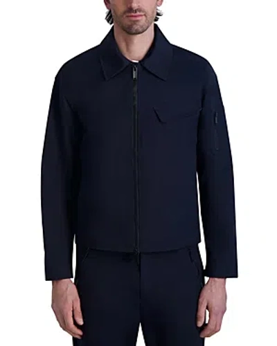 Shop Karl Lagerfeld Zip Front Shirt Jacket In Navy