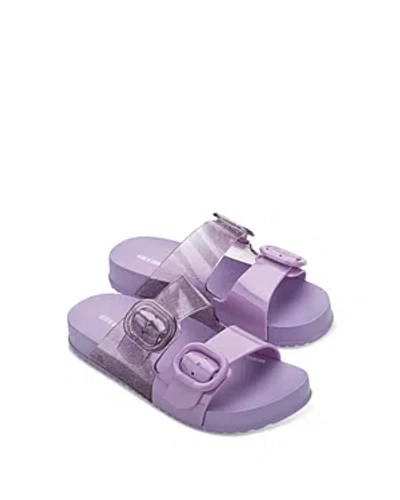 Shop Mini Melissa Girls' Cozy Slides - Toddler, Little Kid, Big Kid In Lilac/glitter