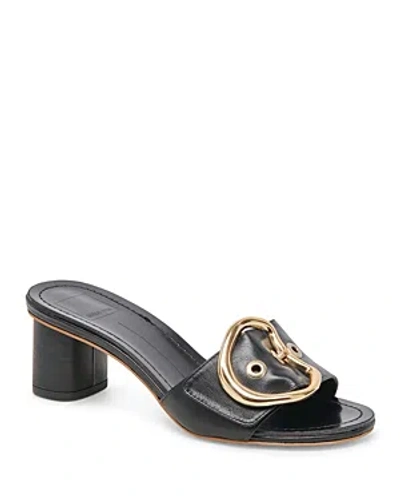 Shop Dolce Vita Women's Laika Slip On Buckled High Heel Sandals In Black Leather