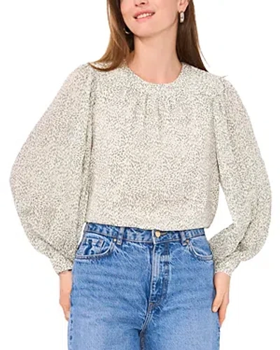 Shop Vince Camuto Smocked Trim Puff Sleeve Top In New Ivory