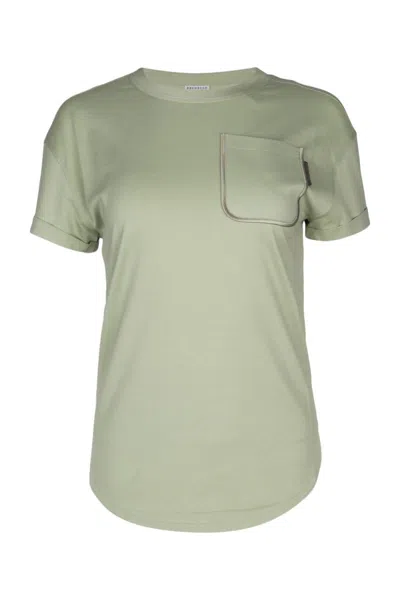 Shop Brunello Cucinelli T-shirt In Lightgreen