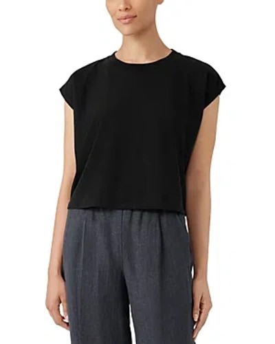 Shop Eileen Fisher Crewneck Boxy Top In Black