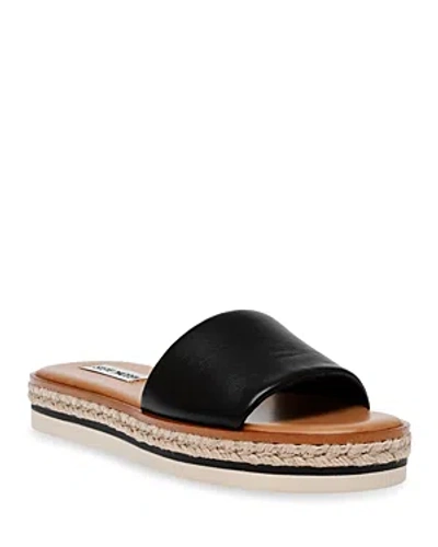 Shop Steve Madden Women's Enough Slip On Espadrille Slide Sandals In Black Leather