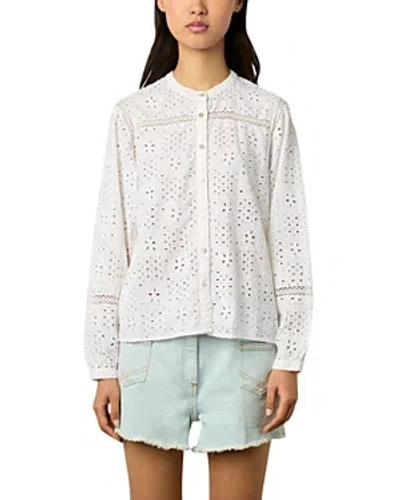 Shop Gerard Darel Ayate Cotton Button Up Shirt In White