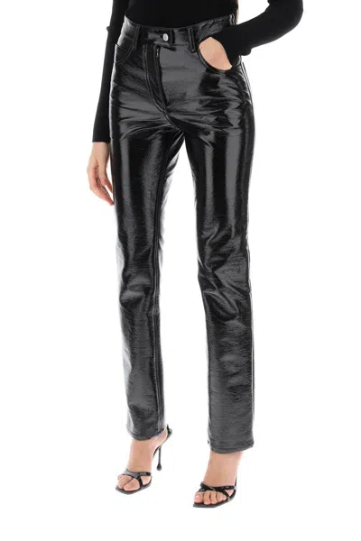 Shop Courrèges Courreges Vinyl-effect Coated Cotton Pants In Black