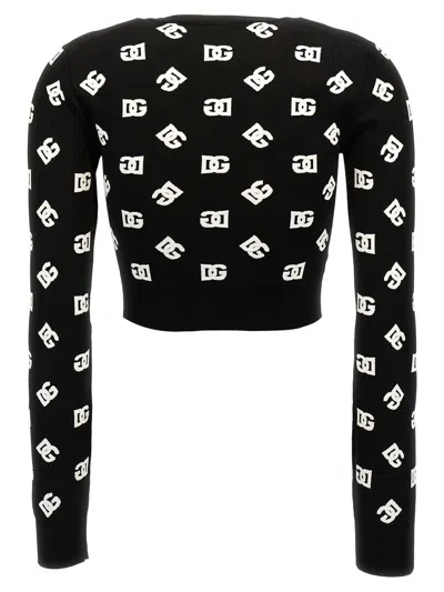 Shop Dolce & Gabbana All Over Logo Sweater In White/black